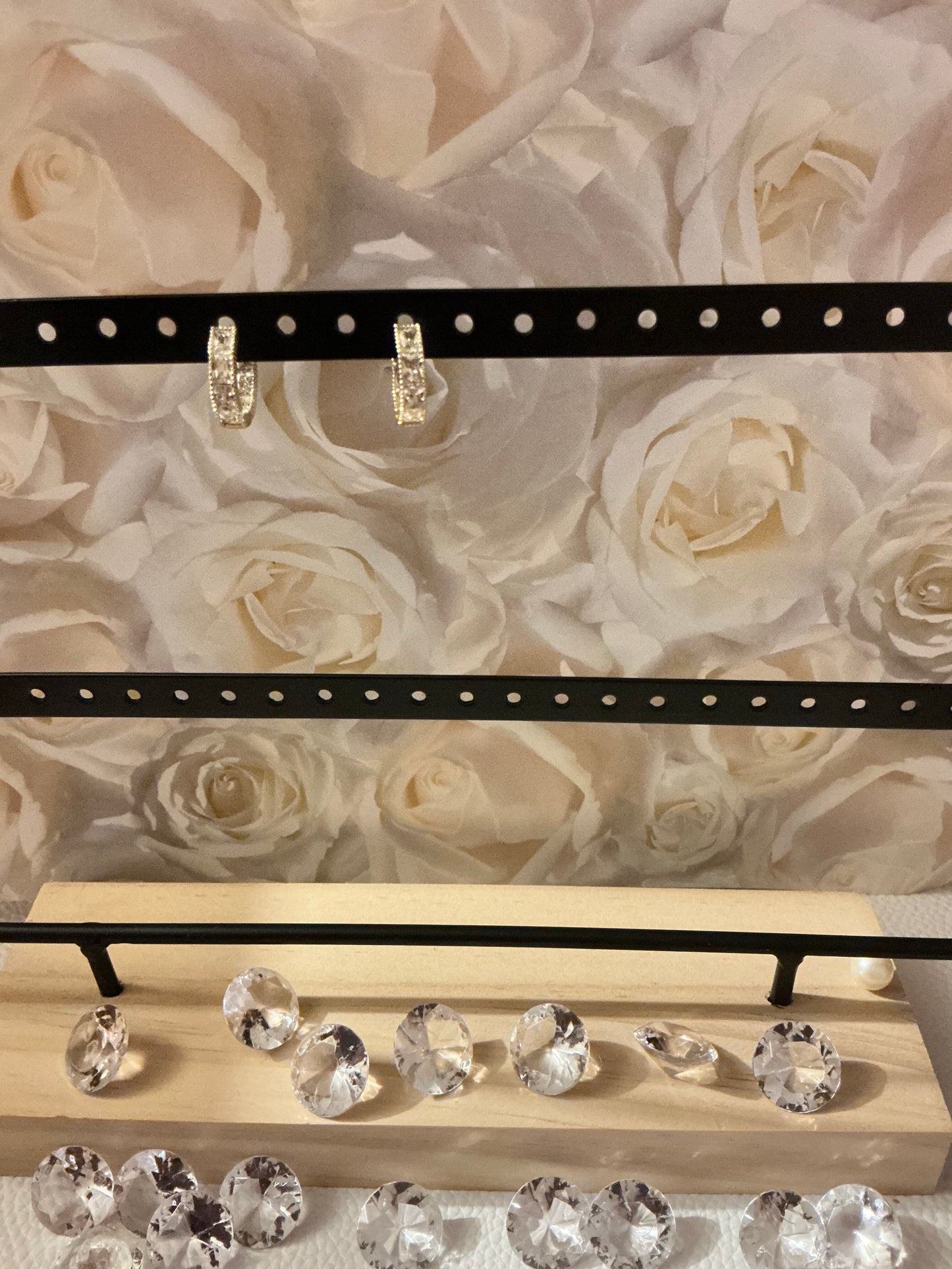 Small crystal square hoops