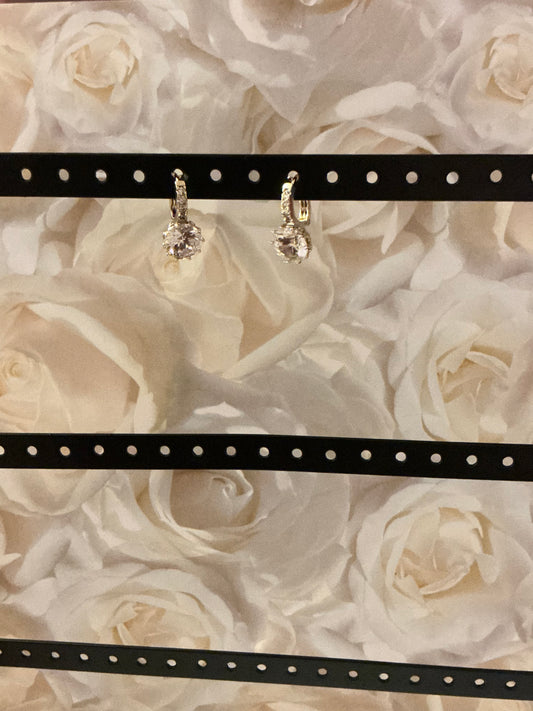 Crystal flower huggie earrings